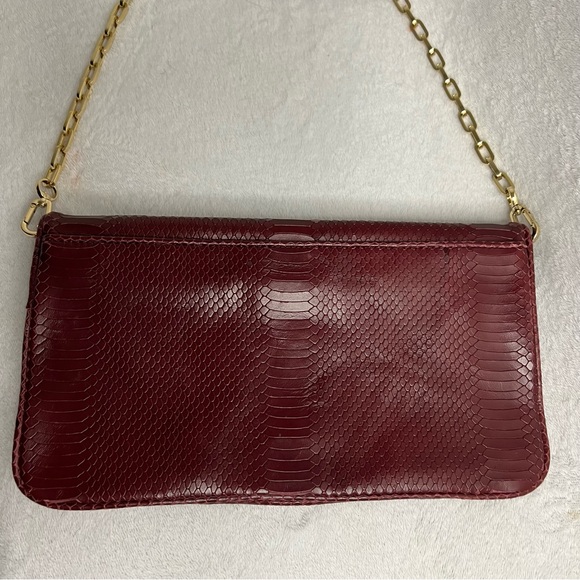 ✨✨✨✨SOLD✨✨✨✨ Tory Burch Authentic RARE Python Leather Maroon Shoulder Bag - Picture 5 of 10